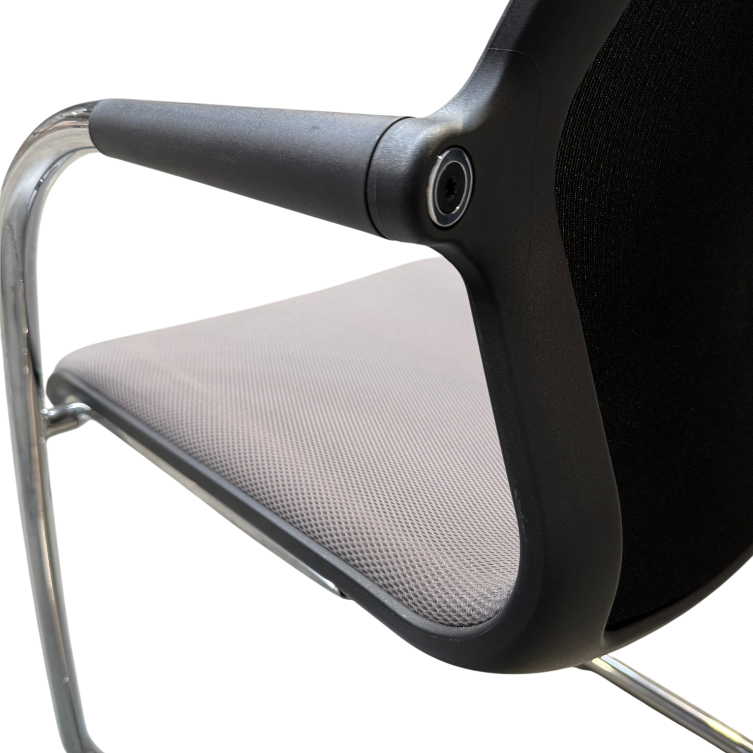 Unix Cantilever Chair, Stackable, Silk Mesh dimgrey