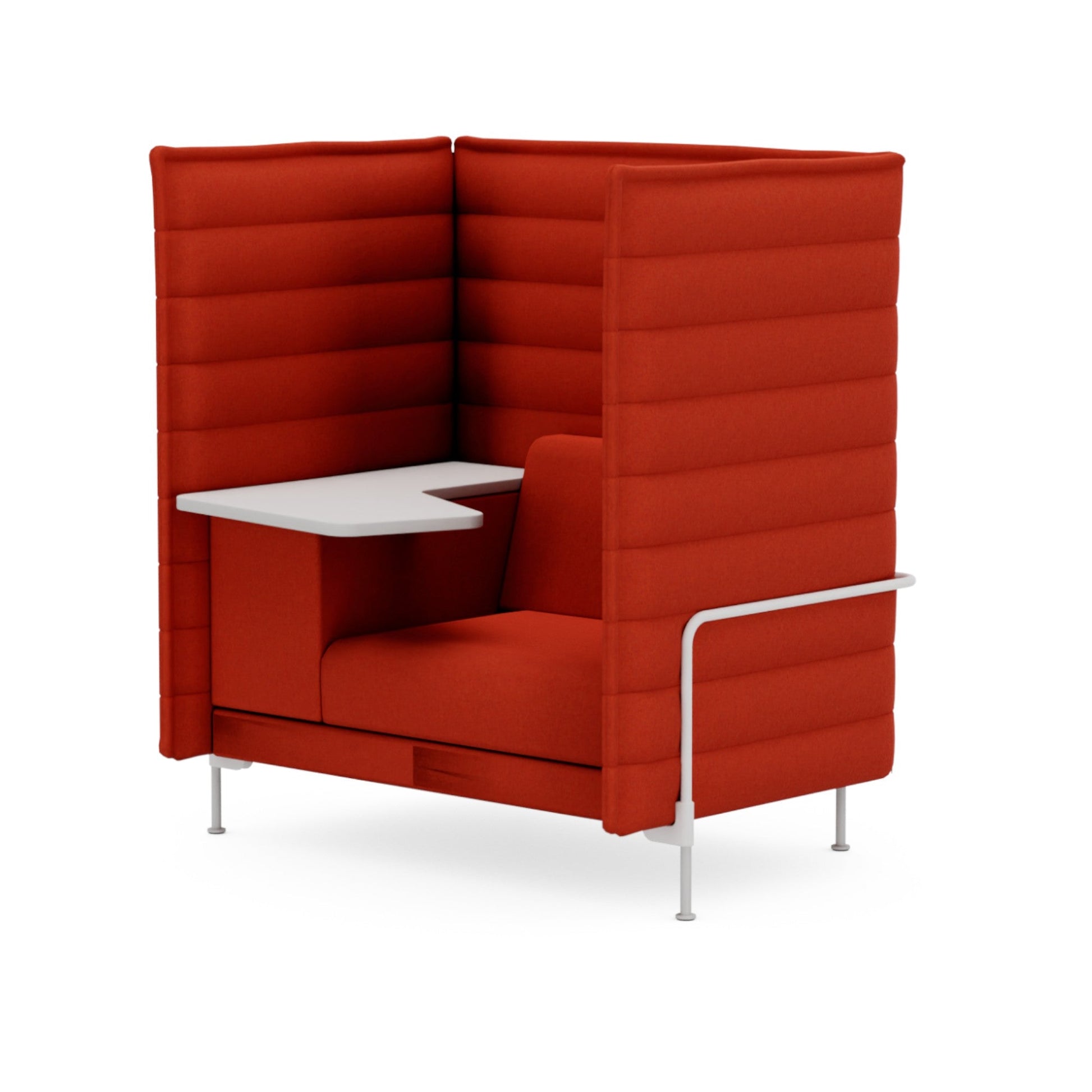 Alcove Work Highback, Cosy 2 Rusty Orange, Tubular Desk Left
