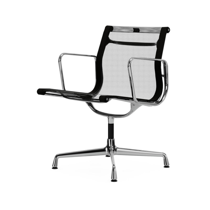 Eames Aluminium Chair EA 108, base chrome-plated, Netweave nero