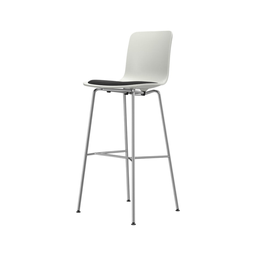 HAL Stool High, White, with Seat Cushion, Hopsak, Dark Grey/Nero