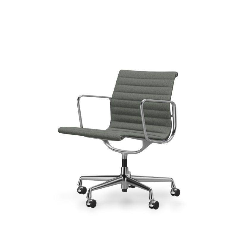 Eames Aluminium Chair EA 107 with 5-star base chrome-plated (non-swivel)