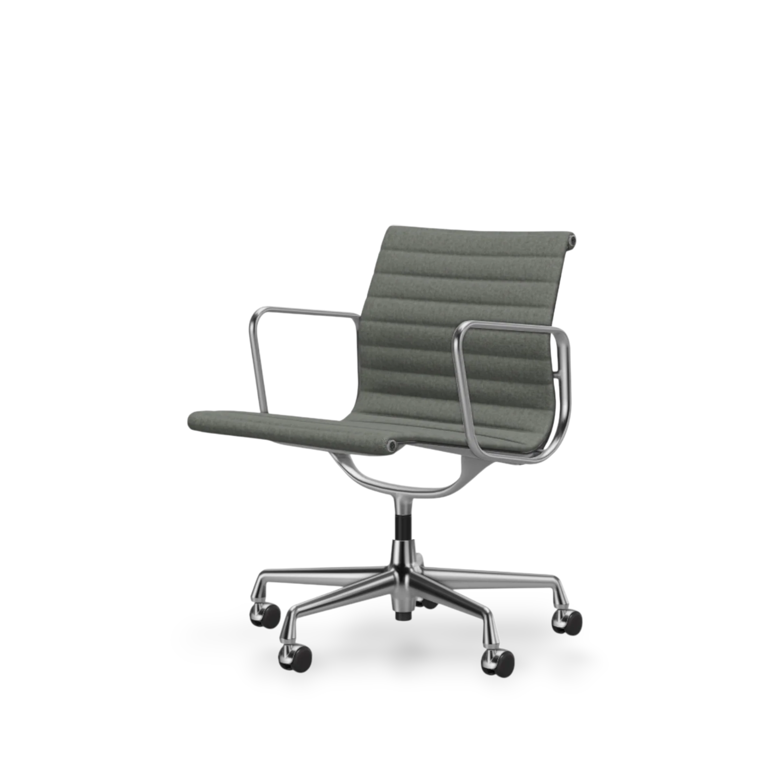 Eames Aluminium Chair EA 107 with 5-star base chrome-plated (non-swivel)