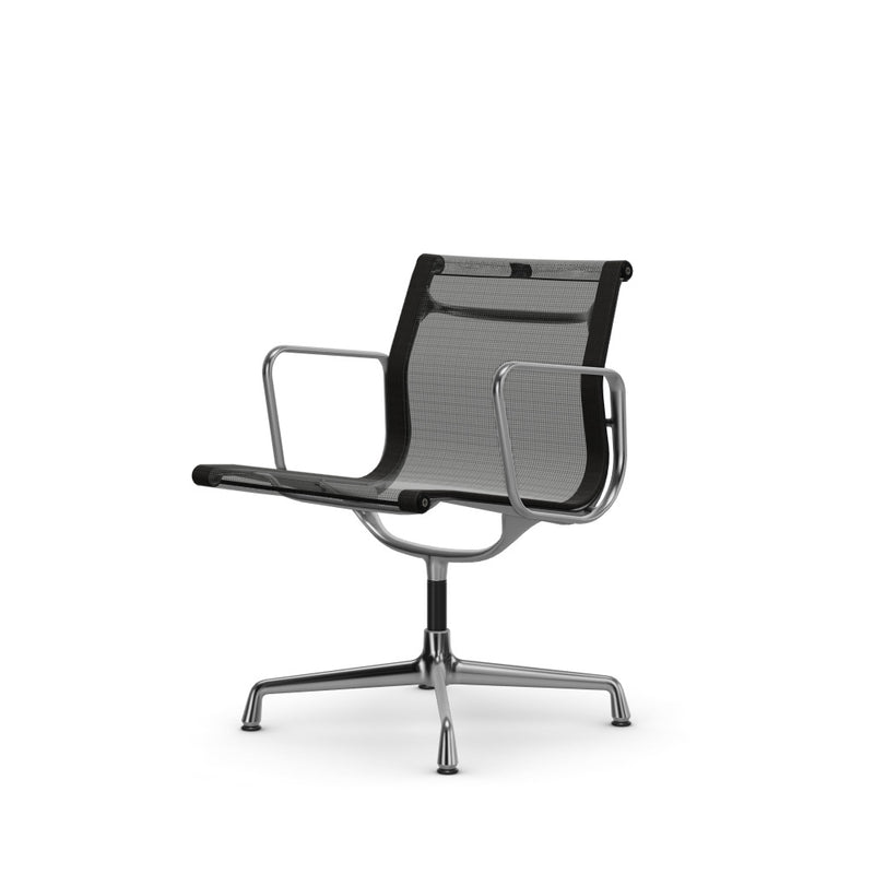 Eames Aluminium Chair EA 108, Gestell verchromt, Netzgewebe nero