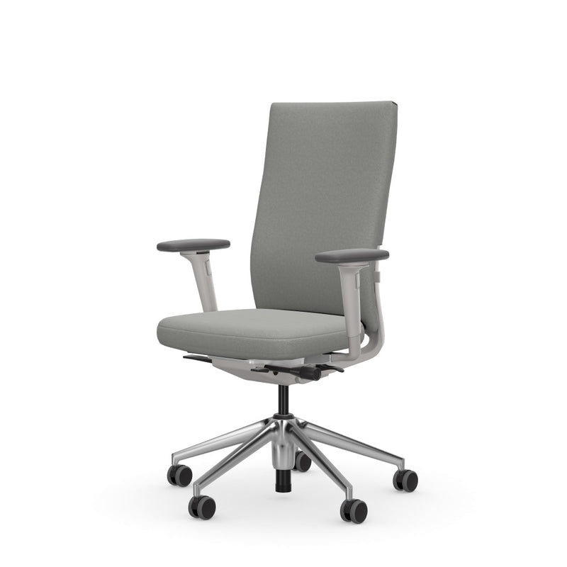 ID Soft L – Rahmenfarbe soft grey, Untergestell Aluminium poliert