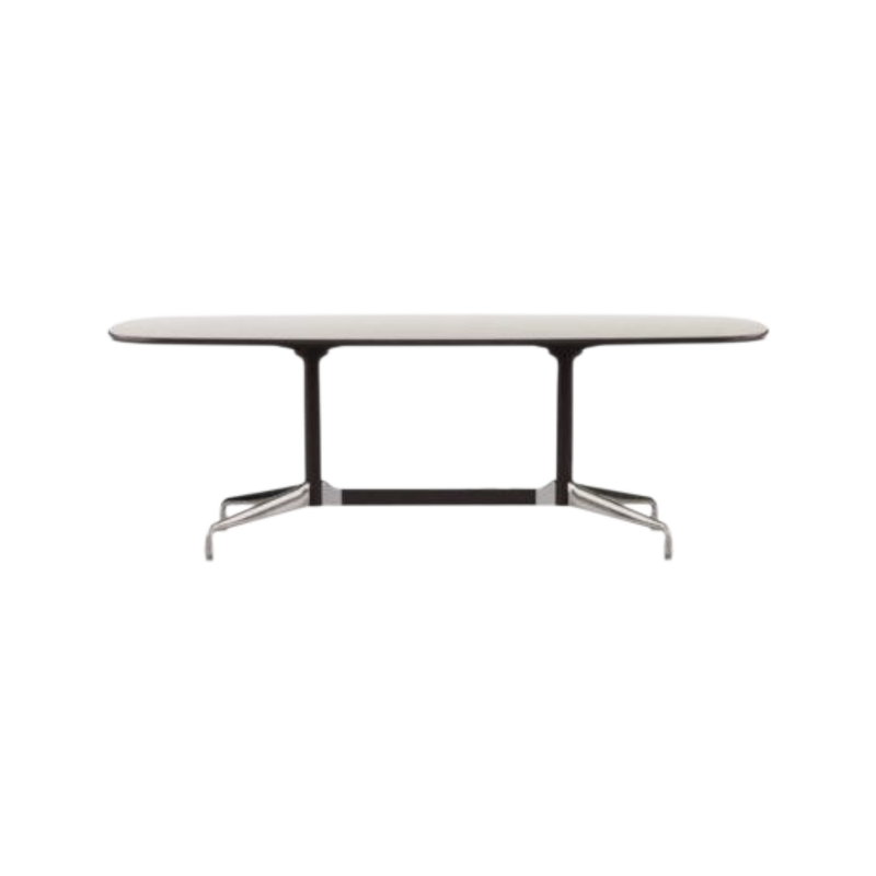 Eames Segmented Table Bootsförmig, HPL Weiss, UG Chrom/Basic Dark, 200x115 cm