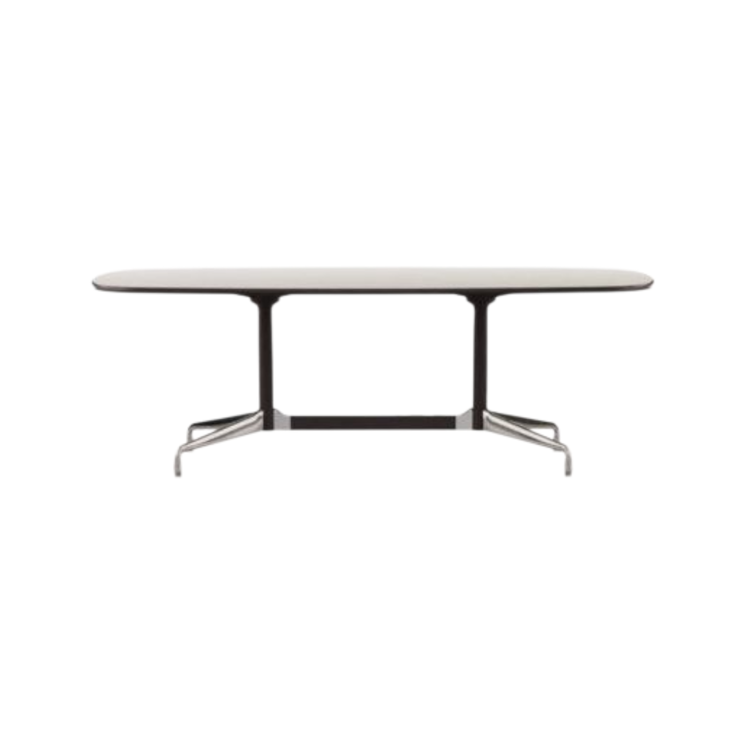 Eames Segmented Table Boat Shape, HPL White, Base Chrome/Basic Dark, 200x115 cm