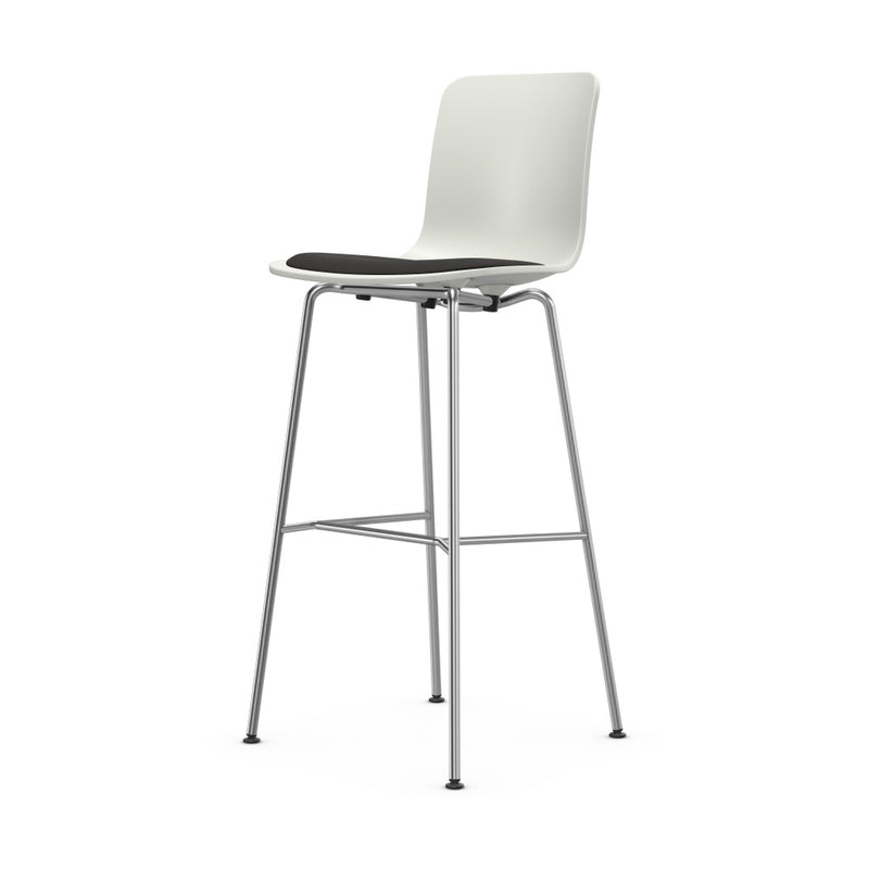 HAL Stool High, White, with Seat Cushion, Hopsak, Dark Grey/Nero