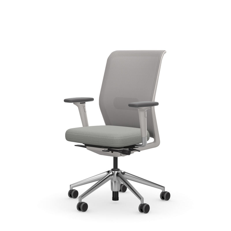 ID Mesh - Plano/Silk Mesh, cremeweiss/sierragrau, Rahmen soft grey, Untergestell Aluminum poliert