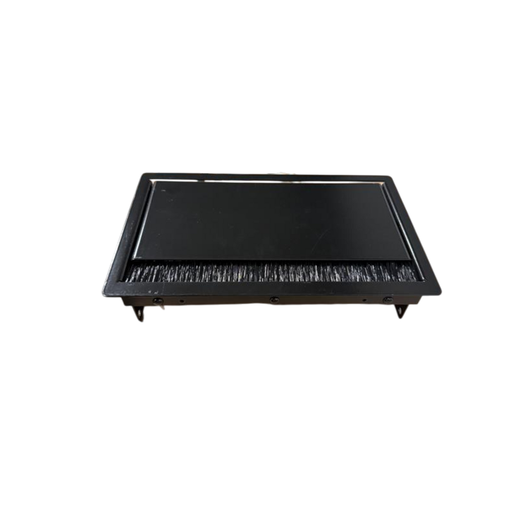 EM Table, natural oak, base deep black, Coni electrification, 300x80 cm