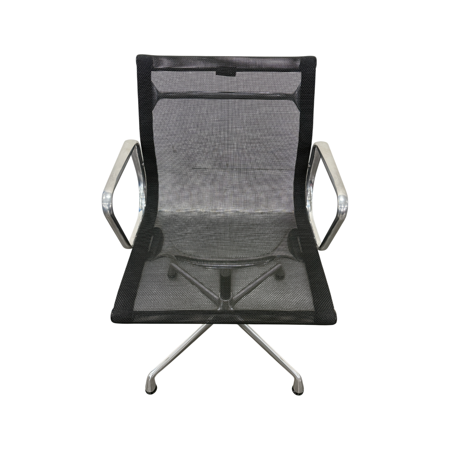 Eames Aluminium Chair EA 103, Gestell poliert, Netzgewebe nero