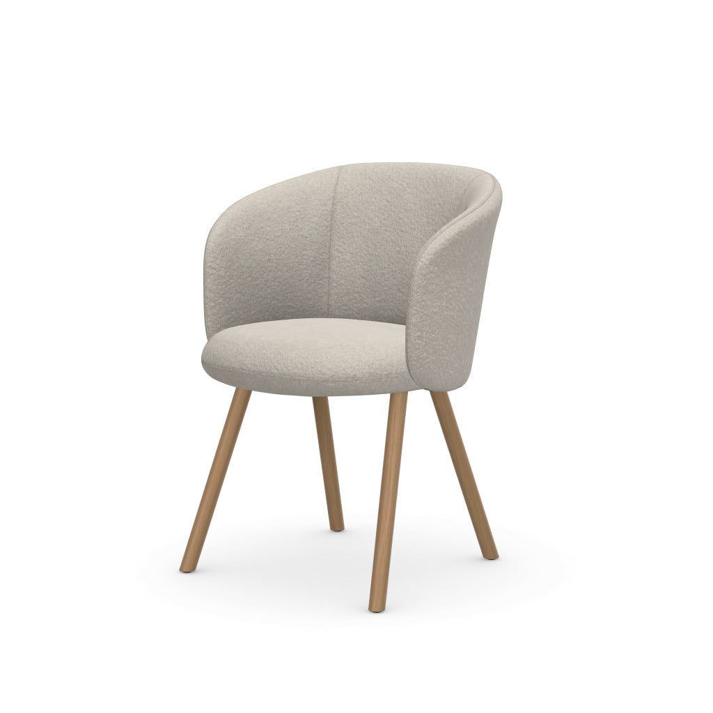 Mikado Armchair – 4-legged base wood, Nubia ivory/pearl