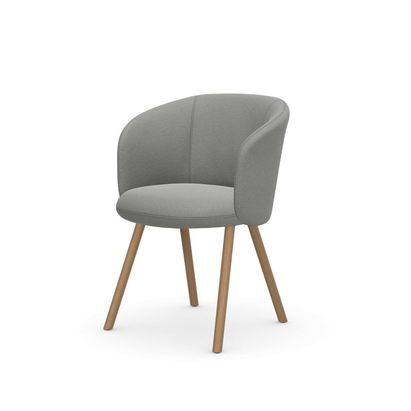 Mikado Armchair – 4-legged base wood, Plano, lightgrey/sierragrey