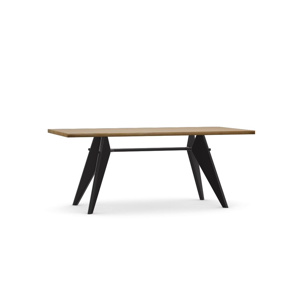 EM Table, natural oak, 180x90 cm, base black