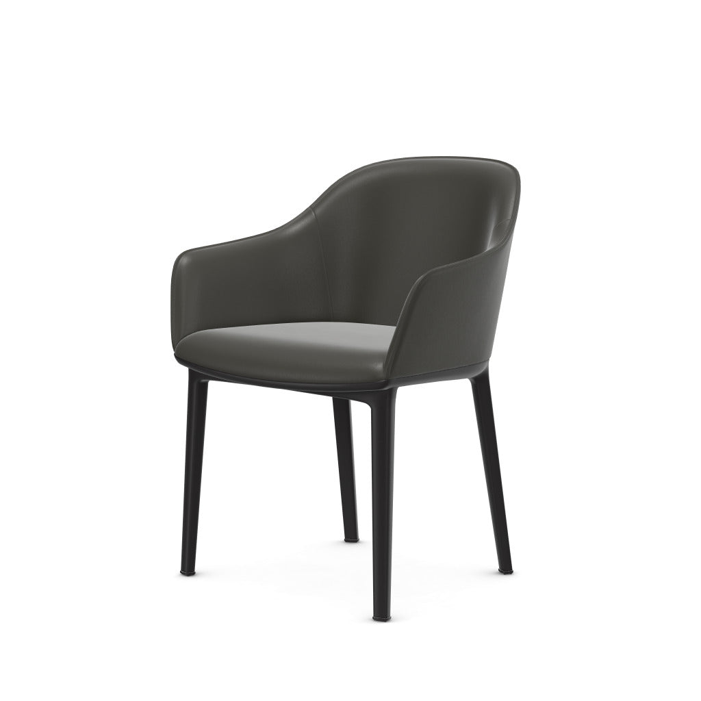 Softshell Chair 4-legged Base, Leather, Umbra Grey