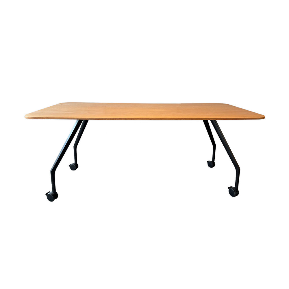 AdHoc Table 180x80 cm on castors, base basic dark, tabletop light oak veneer