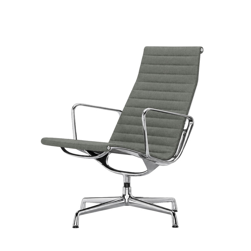 Eames Aluminium Chair EA 116, chrome-plated base, Hopsak nero/ivory