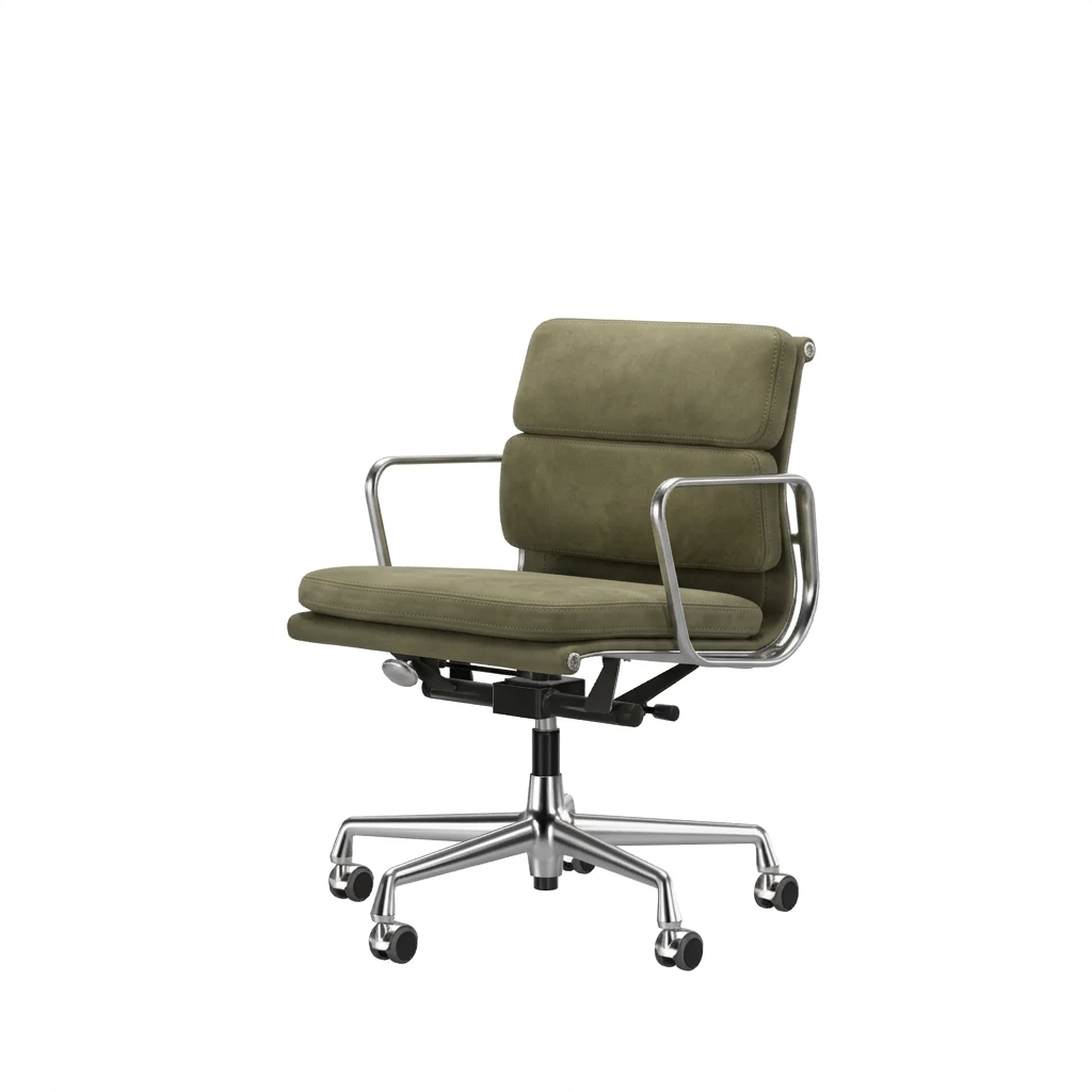 Eames Soft Pad Chair EA 217, chrome-plated base, special cover