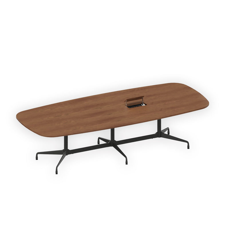 Eames Segmented Table bootsform 300x130 cm, Tischplatte Furnier Nussbaum, Untergestell basic dark