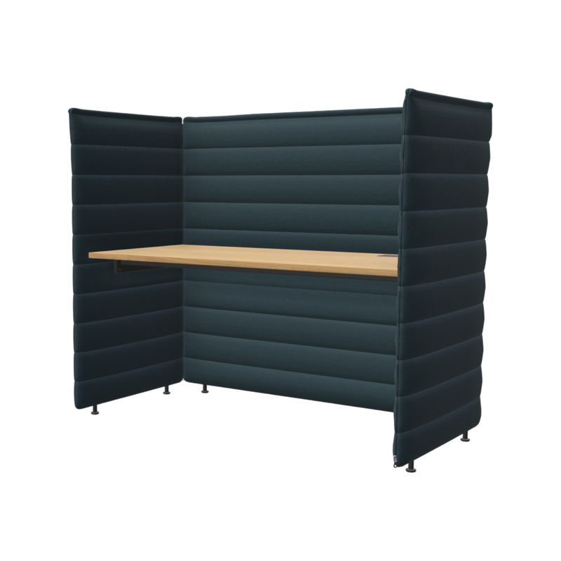 Alcove Plus Desk L + 2x Paravent, Volo, blaugrün