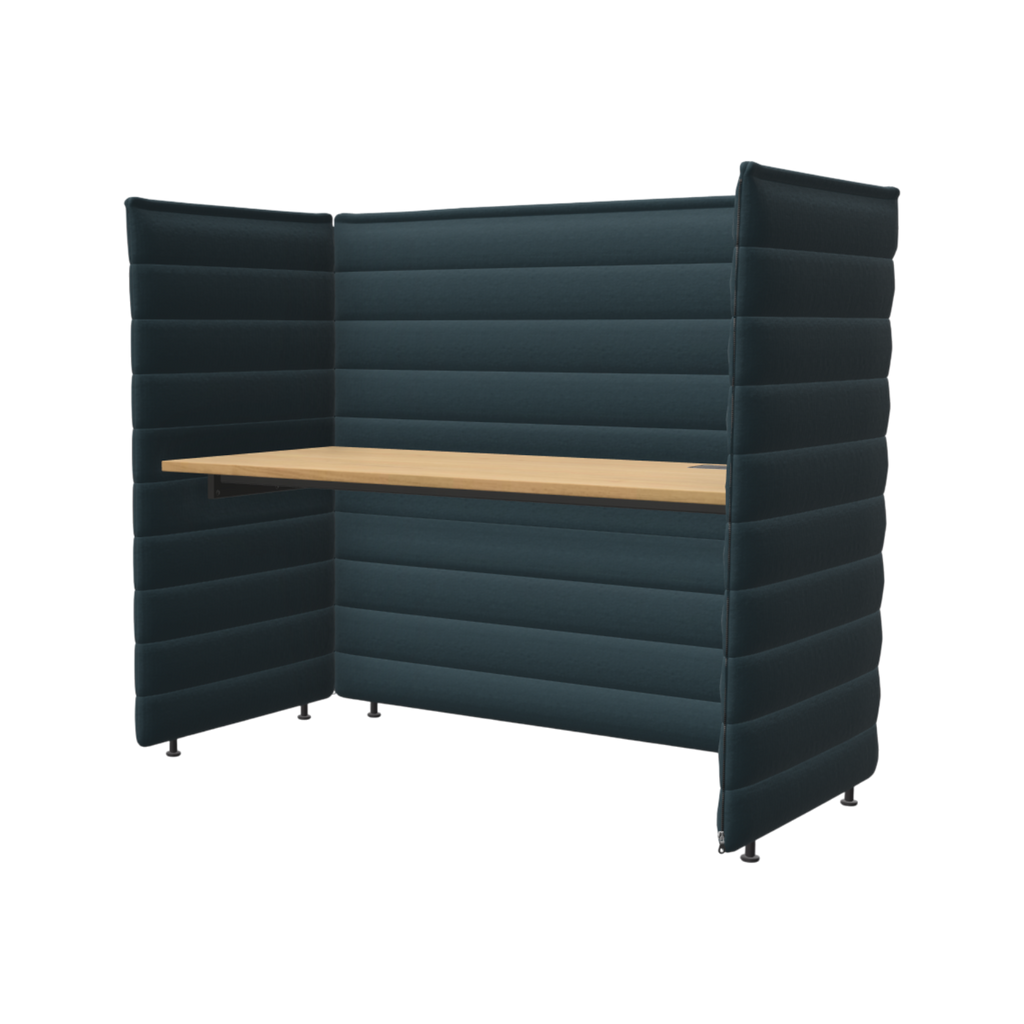 Alcove Plus Desk L + 2x Paravent, Volo, Teal blue