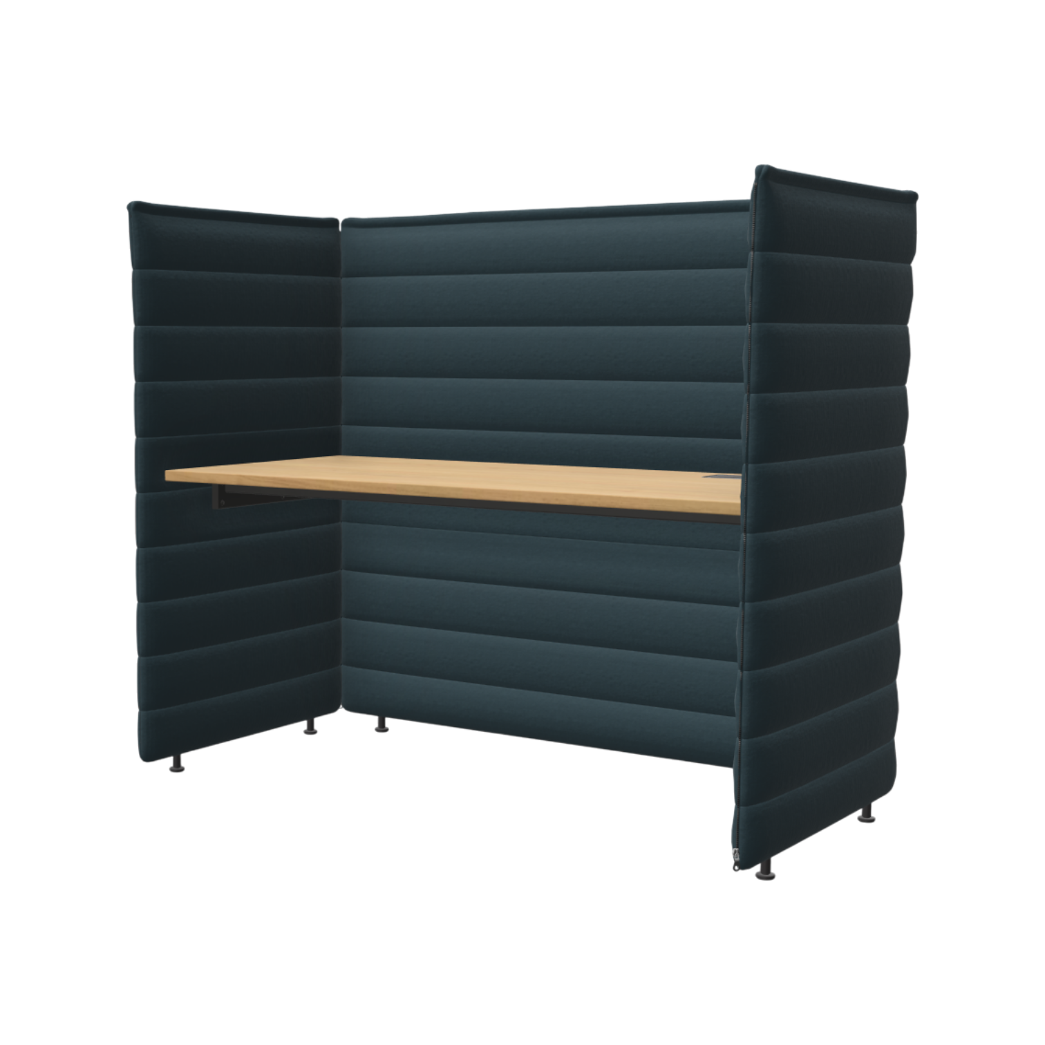 Alcove Plus Desk L + 2x Paravent, Volo, Teal blue