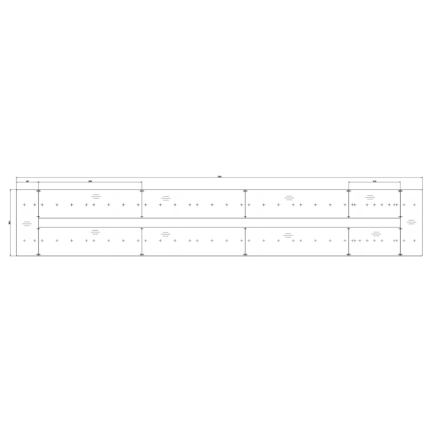 Joyn Bench, 14 Arbeitsplätze, Furnier Eiche hell, Gestell basic dark, 1100x180 cm