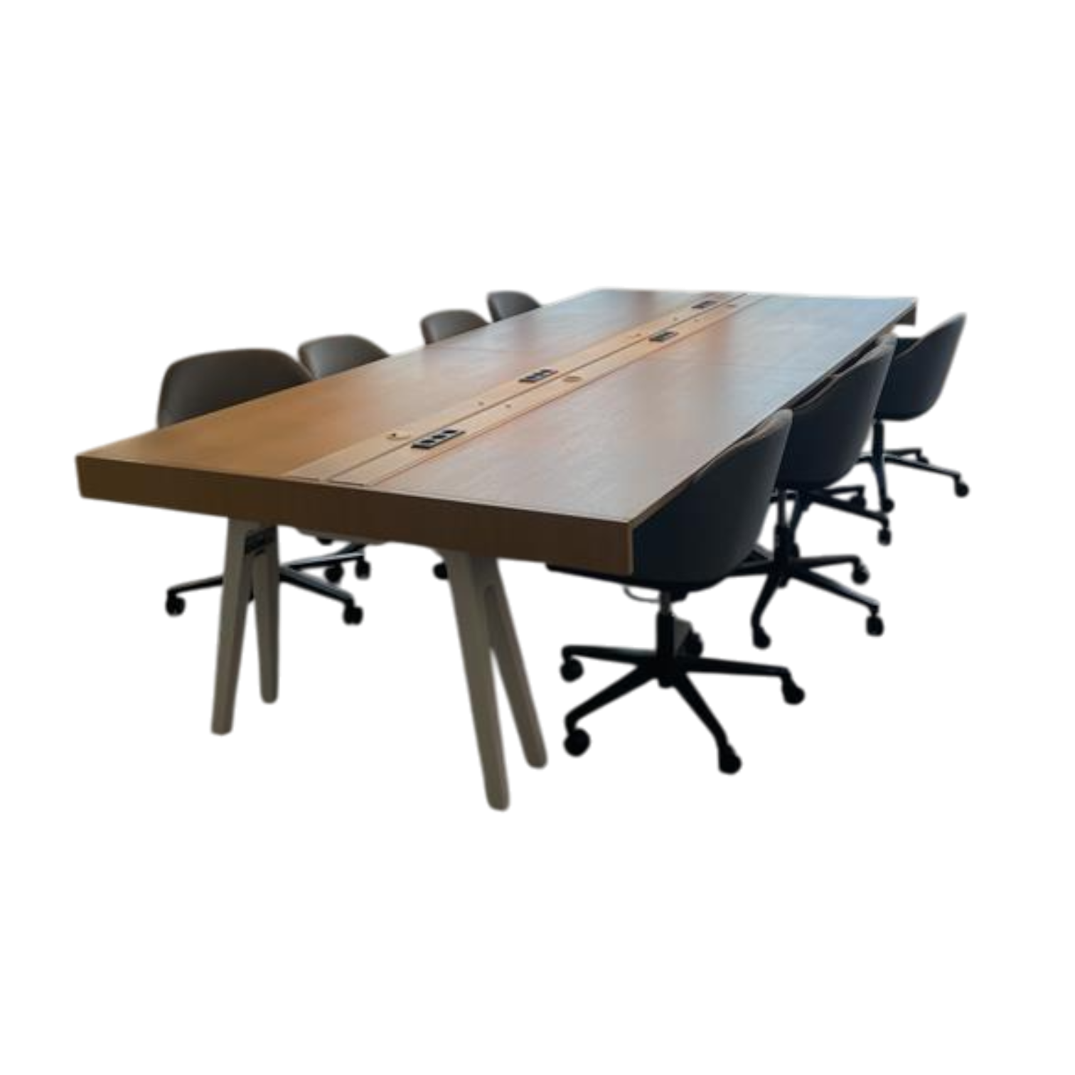 Joyn Plattform, Untergestell soft light, Furnier Eiche hell, Profileinheit 320 cm