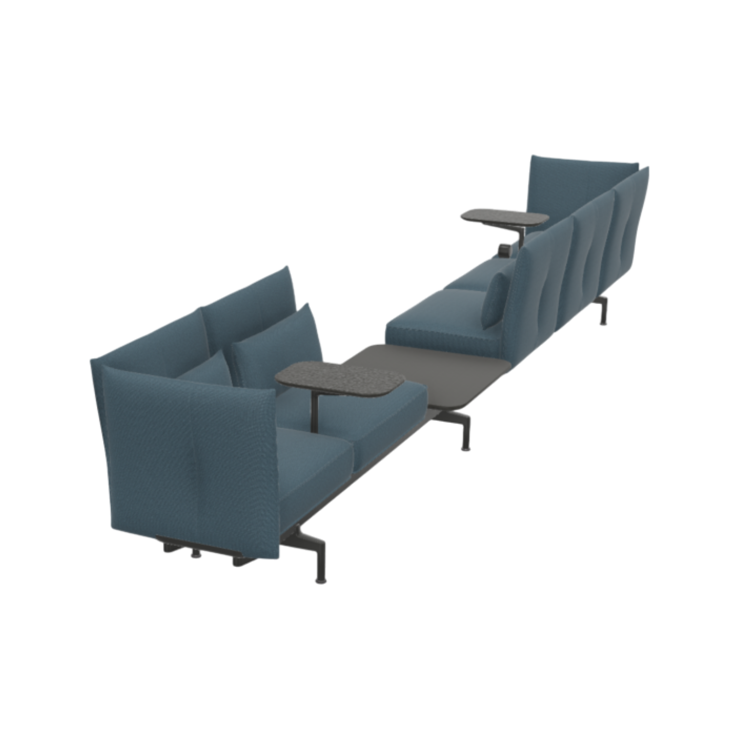 Soft Work mit Tisch-Modul, Plano nero/eisblau