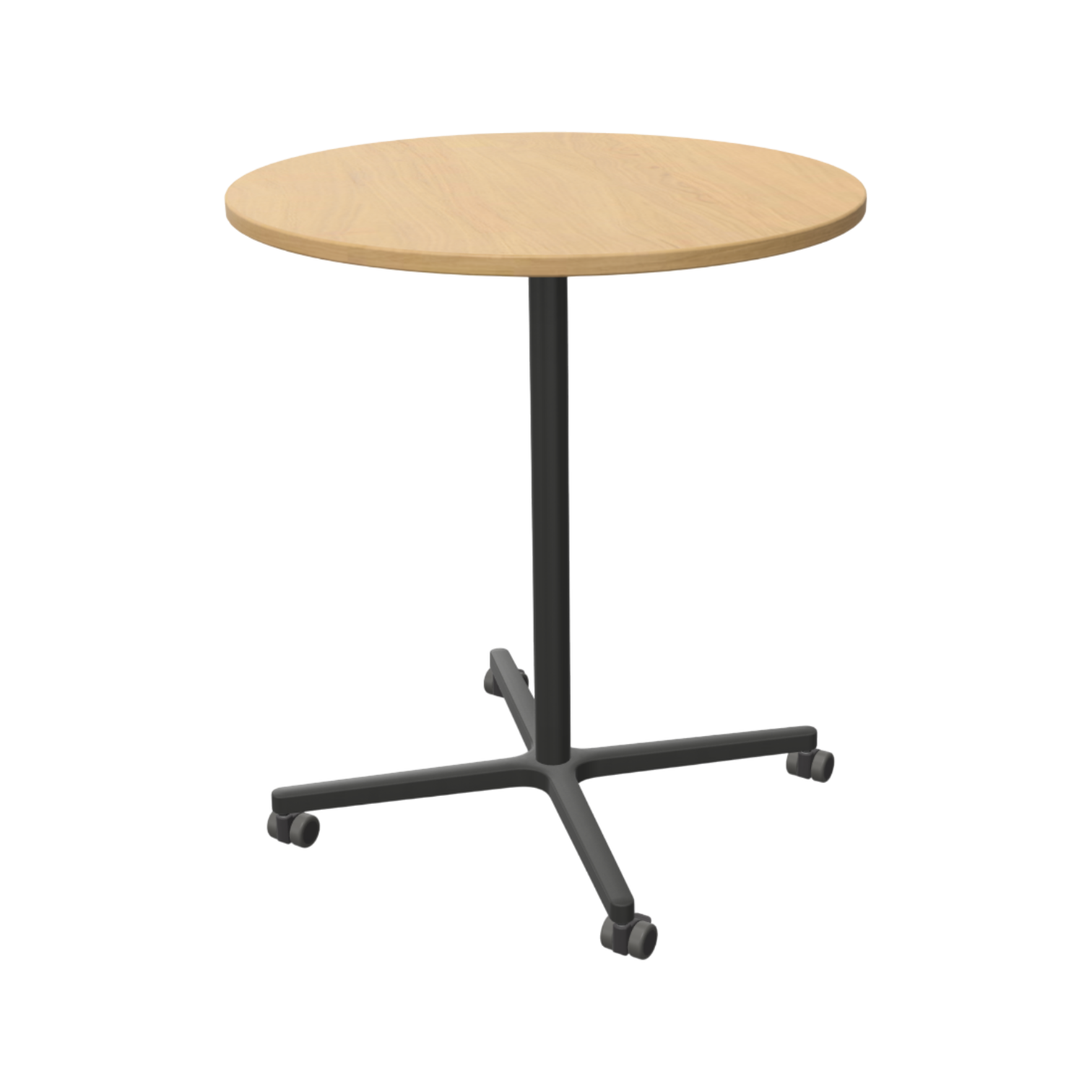 Soft Work Table Round, Light Oak, On Castors