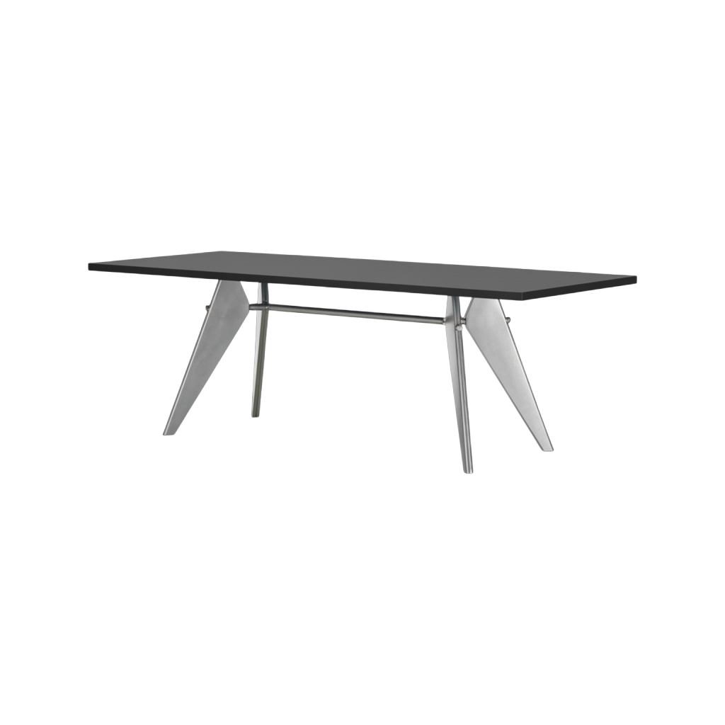EM Table, Eiche Dunkel Massiv, Untergestell Metal Brut, 220x90 cm